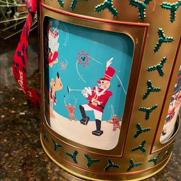 Disney Parks Music Box Popcorn Bucket Festive Holiday Tin - plays jingle bells - Picture 3 of 14